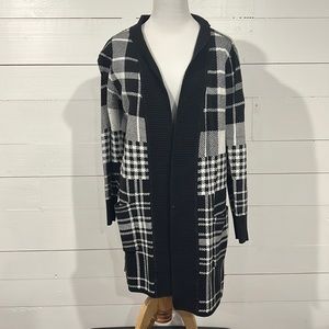 Isaac Mizrahi size L mixed plaid cardigan